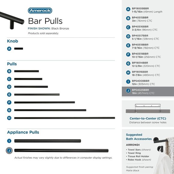 Appliance Pull handle | Black Bronze | 18 inch Center to Center | Bar Pulls - Picture 4 of 9